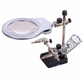2X-85mm-Zoom-Magnifying-Glass-with-2-LED-Third-Hand-Auxiliary-Clamp-font-b-Fresnel-b
